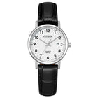 Γυναικείο Ρολόι Citizen Sports EU6090-03A με Μαύρο Δερμάτινο Λουράκι & Λευκό Καντράν