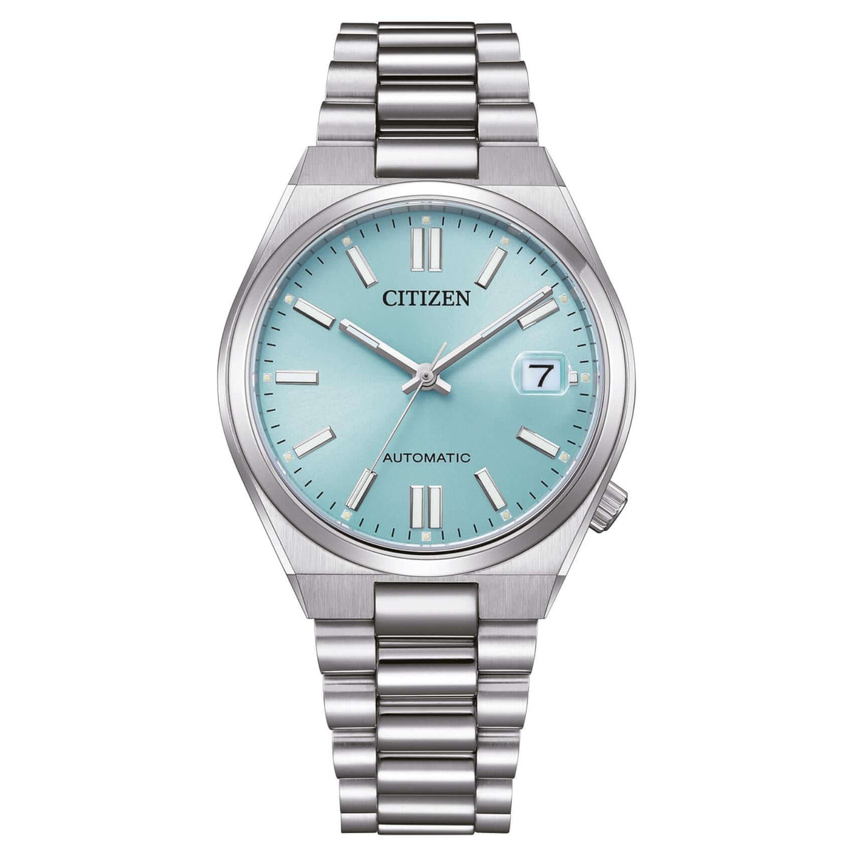 Γυναικείο αυτόματο ρολόι Citizen Tsuyosa NJ0200-50L με ασημί μπρασελέ και γαλάζιο καντράν 37mm με ένδειξη ημερομηνίας.