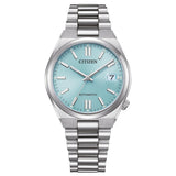 Γυναικείο αυτόματο ρολόι Citizen Tsuyosa NJ0200-50L με ασημί μπρασελέ και γαλάζιο καντράν 37mm με ένδειξη ημερομηνίας.