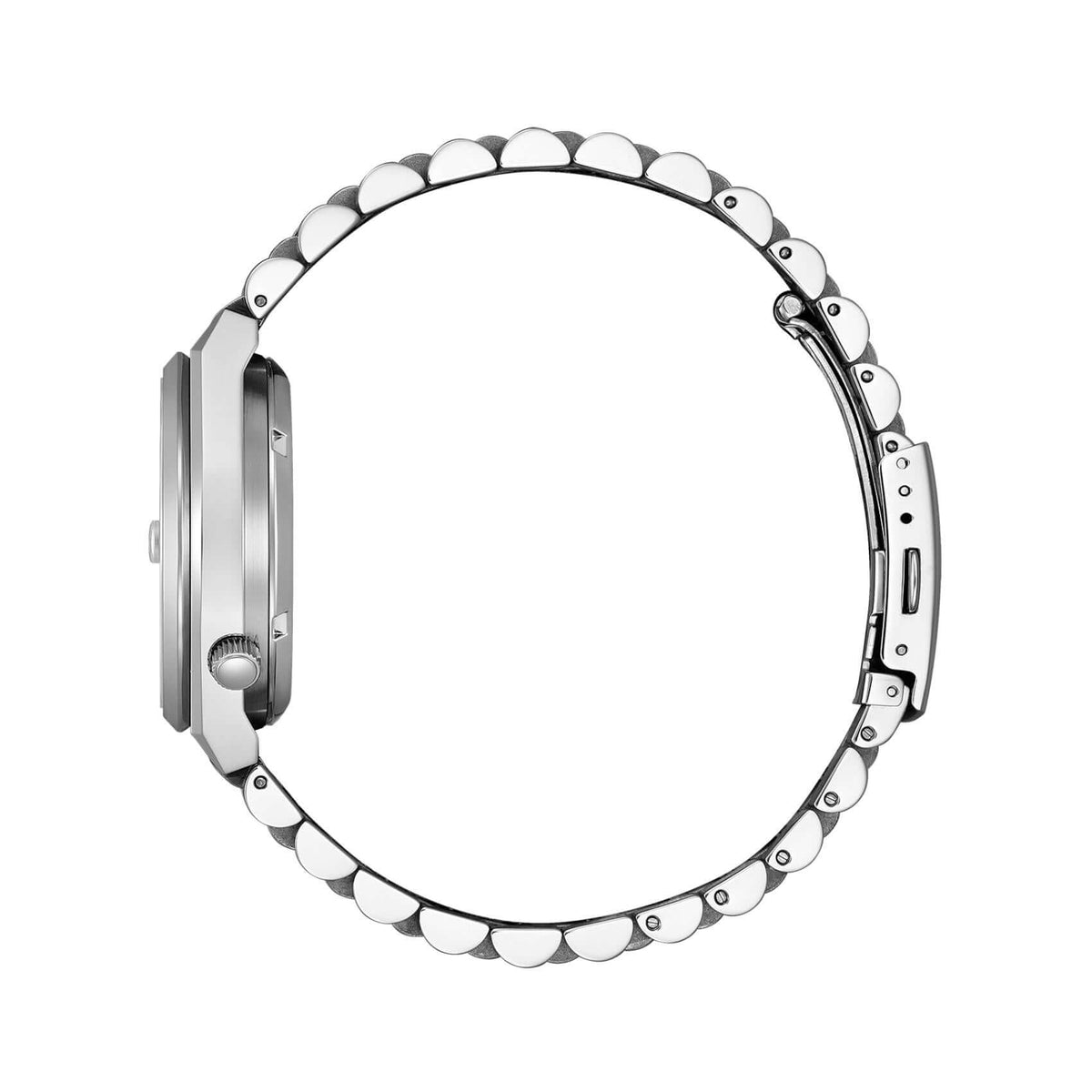 Γυναικείο αυτόματο ρολόι Citizen Tsuyosa NJ0200-50L με γαλάζιο καντράν 37mm, ένδειξη ημερομηνίας και ασημί μπρασελέ.