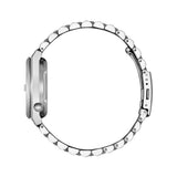 Γυναικείο αυτόματο ρολόι Citizen Tsuyosa NJ0200-50L με γαλάζιο καντράν 37mm, ένδειξη ημερομηνίας και ασημί μπρασελέ.