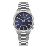 Γυναικείο αυτόματο ρολόι Citizen Tsuyosa NJ0200-50M με ασημί μπρασελέ και μπλε καντράν 37mm με ένδειξη ημερομηνίας.