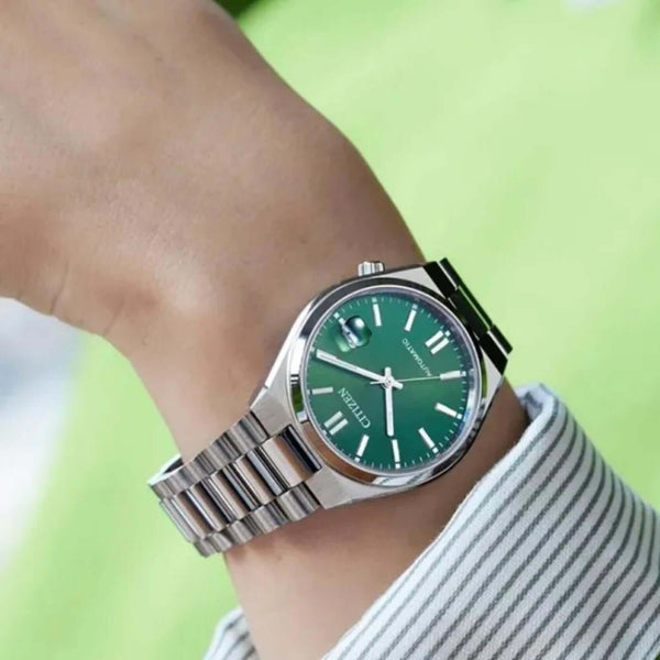 Αυτόματο Γυναικείο Ρολόι Citizen Tsuyosa NJ0200-50X Με Ασημί Μπρασελέ & Πράσινο Καντράν