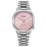 Γυναικείο αυτόματο ρολόι Citizen Tsuyosa NJ0200-50Z με ασημί μπρασελέ και ροζ καντράν 37mm με ένδειξη ημερομηνίας.
