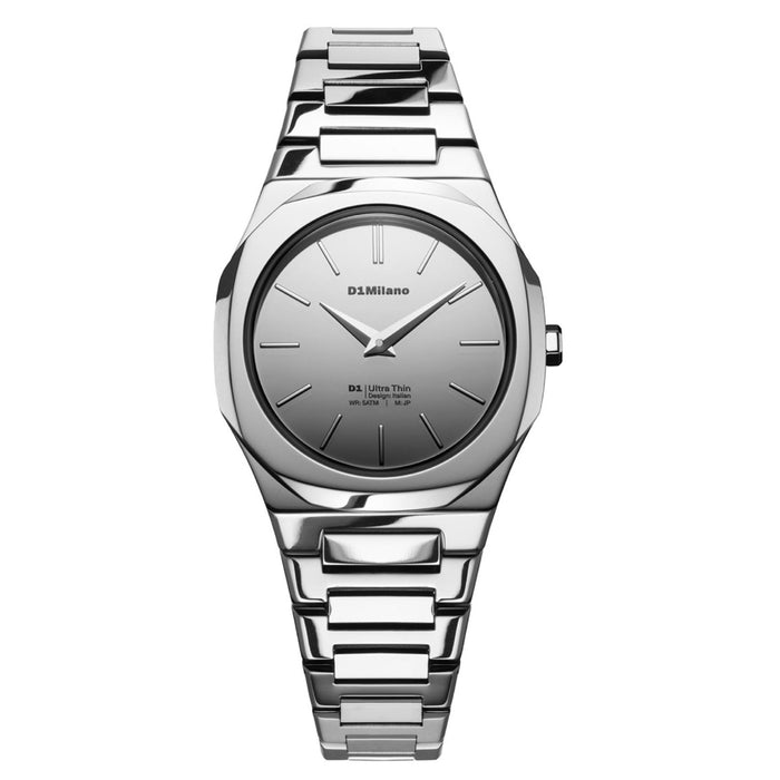 Γυναικείο ρολόι D1 Milano Silver Gleam D1-UTBL39 με ασημί ατσάλινο μπρασελέ και ασημί καντράν.