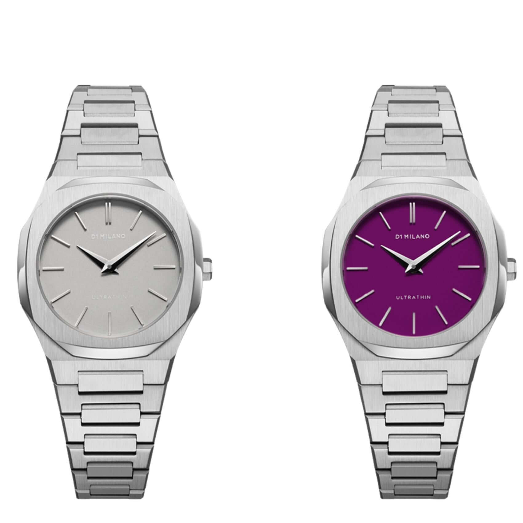 Γυναικείο ρολόι D1 Milano Ultra Thin D1-UTBL36 με ασημί κάσα 30 mm και ατσάλινο δίχρωμο μπρασελέ. 