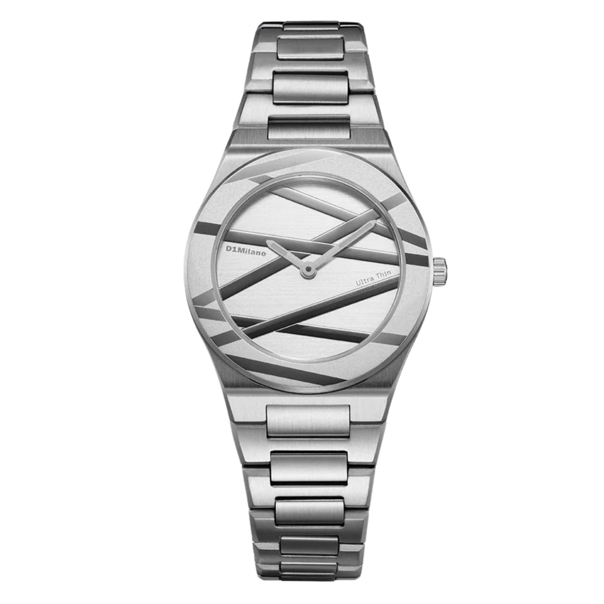 Γυναικείο ρολόι D1 Milano Ultra Thin Silver Inlay D1-UCBL04 με ασημί μπρασελέ και ασημί καντράν