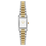 Γυναικείο ρολόι Daniel Wellington Bound Mini 3-Link DW00100932 με δίχρωμο μπρασελέ από ανοξείδωτο ατσάλι σε ασημί και χρυσό χρώμα και λευκό τετράγωνο καντράν μεγέθους 17x26mm.