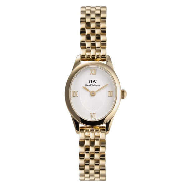 Γυναικείο ρολόι Daniel Wellington Ophelia Mini Gold DW00100803 με χρυσό μπρασελέ από ανοξείδωτο ατσάλι και λευκό οβάλ καντράν μεγέθους 22.4x25.5mm.