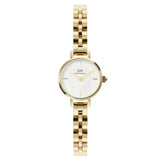 Γυναικείο ρολόι Daniel Wellington Petite Mini Arch DW00100855 με χρυσό μπρασελέ από ανοξείδωτο ατσάλι και λευκό καντράν διαμέτρου 19mm.