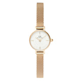 Γυναικείο ρολόι Daniel Wellington Petite Mini Evergold DW00100745 με χρυσό μπρασελέ από ανοξείδωτο ατσάλι και λευκό καντράν διαμέτρου 19mm.