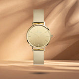 Γυναικείο ρολόι Daniel Wellington Petite Reflection Gold DW00100797 με χρυσό μπρασελέ από ανοξείδωτο ατσάλι και χρυσό καντράν διαμέτρου 28mm.