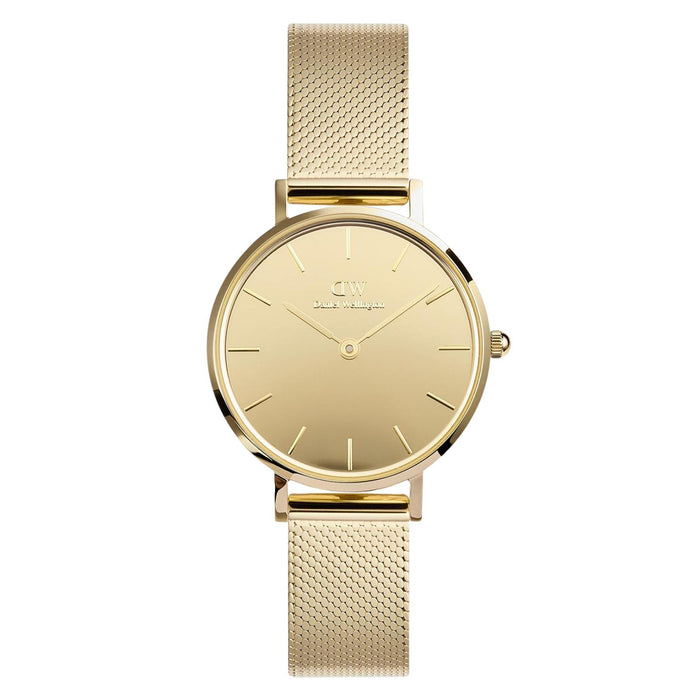 Γυναικείο ρολόι Daniel Wellington Petite Reflection Gold DW00100797 με χρυσό μπρασελέ από ανοξείδωτο ατσάλι και χρυσό καντράν διαμέτρου 28mm.