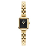 Γυναικείο ρολόι Daniel Wellington Quadro Mini Arch DW00100851 με χρυσό μπρασελέ από ανοξείδωτο ατσάλι και μαύρο καντράν μεγέθους 15x18mm.