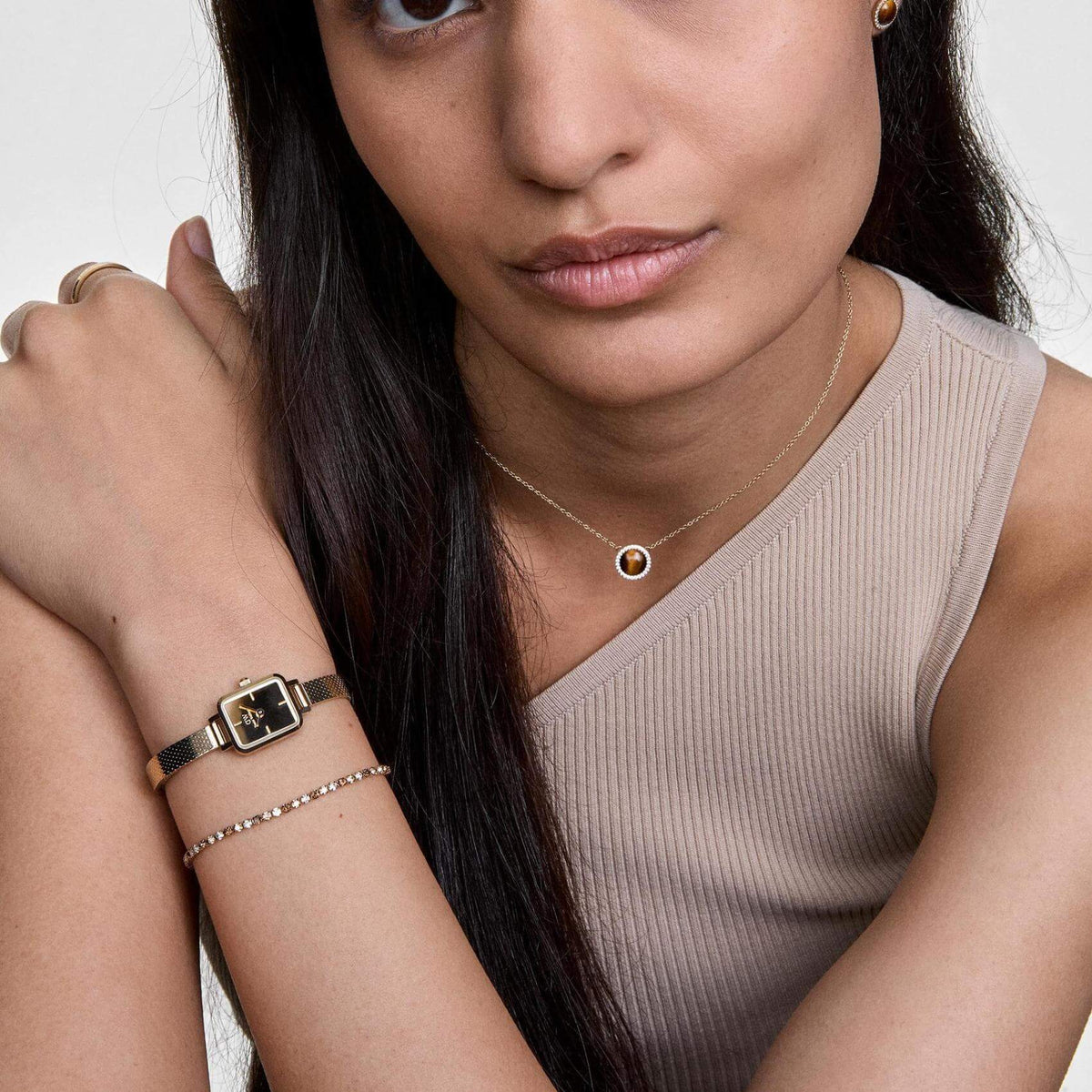 Ρολόι Daniel Wellington Quadro Mini Reflection DW00100801 Με Χρυσό Μπρασελέ