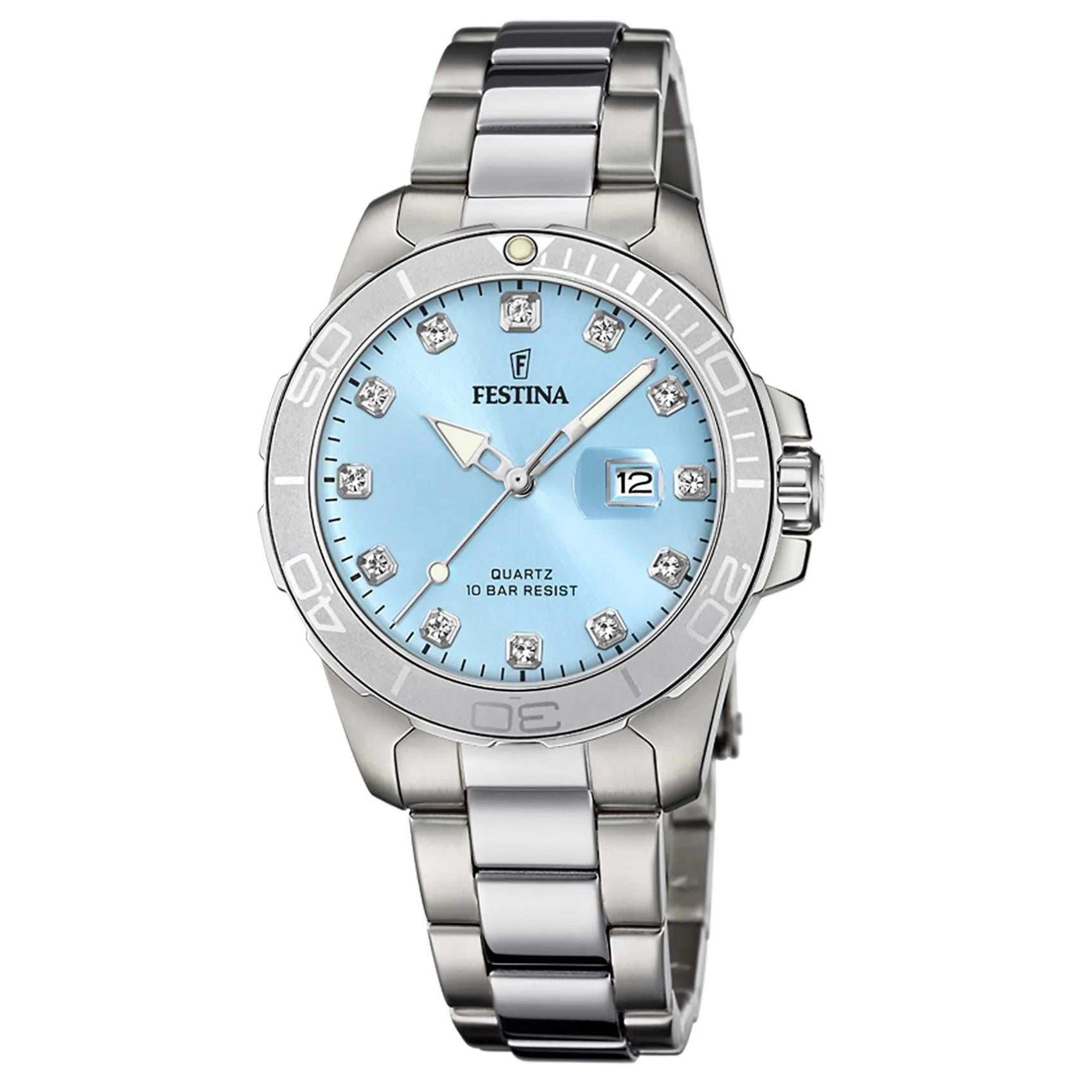 Γυναικείο ρολόι Festina Boyfriend F20503/5 με ασημί μπρασελέ και γαλάζιο καντράν