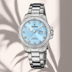 Γυναικείο Ρολόι Festina Boyfriend F20503/5 με Ασημί Μπρασελέ & Γαλάζιο Καντράν
