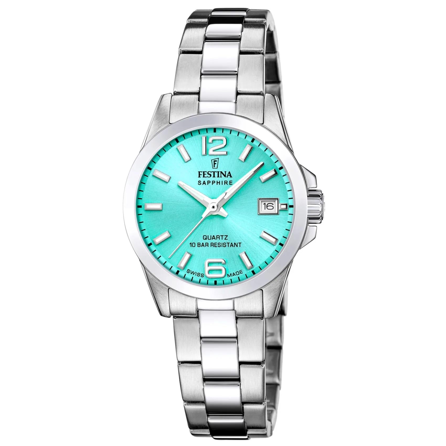 Γυναικείο ρολόι Festina Classics F20049/4 με ασημί μπρασελέ και γαλάζιο καντράν