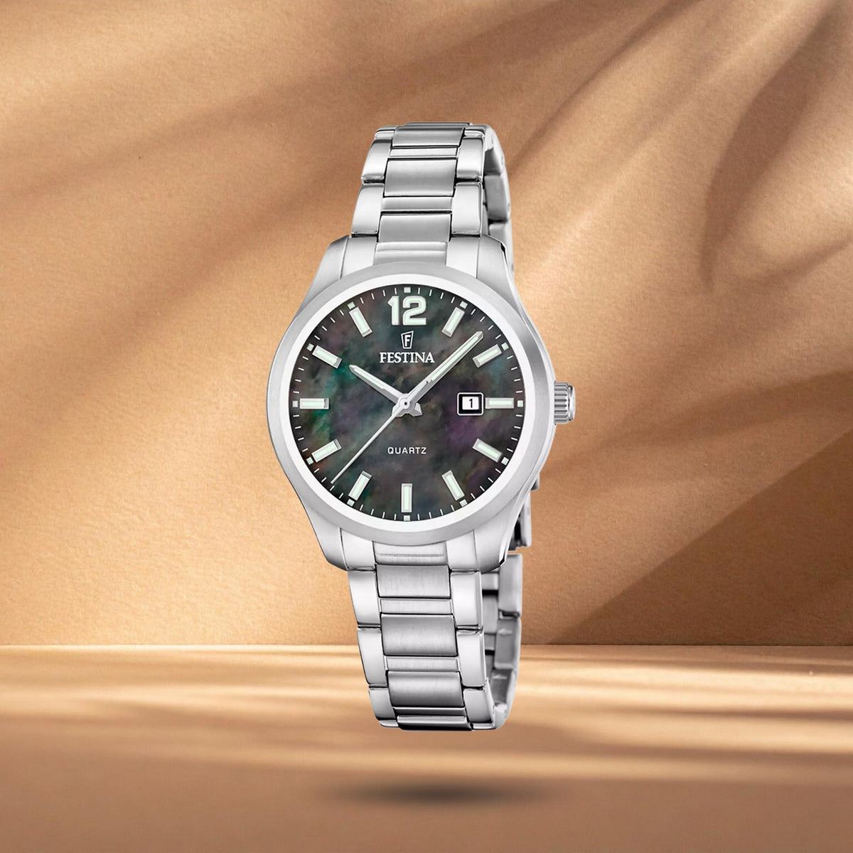 Γυναικείο Ρολόι Festina Classics F20737/7 Με Ασημί Μπρασελέ & Μαύρο Καντράν
