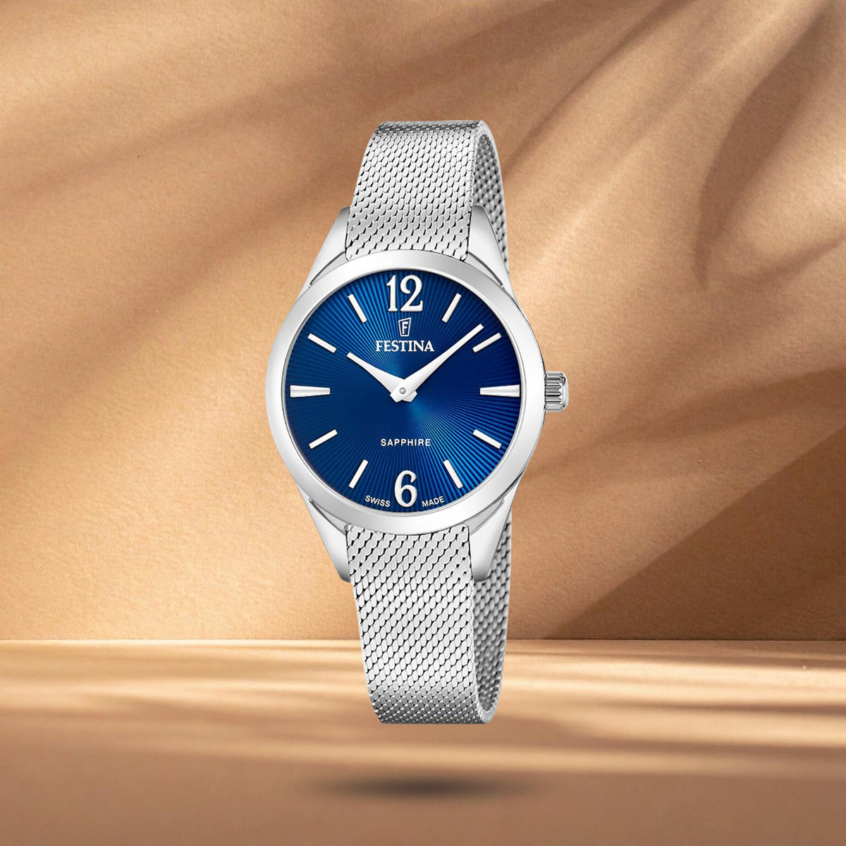 Γυναικείο ρολόι Festina Grace F20076/3 με ασημί μπρασελέ, μπλε καντράν 32mm