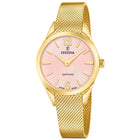 Ρολόι Festina Grace F20077/2 Με Χρυσό Μπρασελέ & Ροζ Καντράν