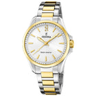 Ρολόι Festina Solar Energy F20655/2 Με Ασημί-Χρυσό Μπρασελέ & Λευκό Καντράν