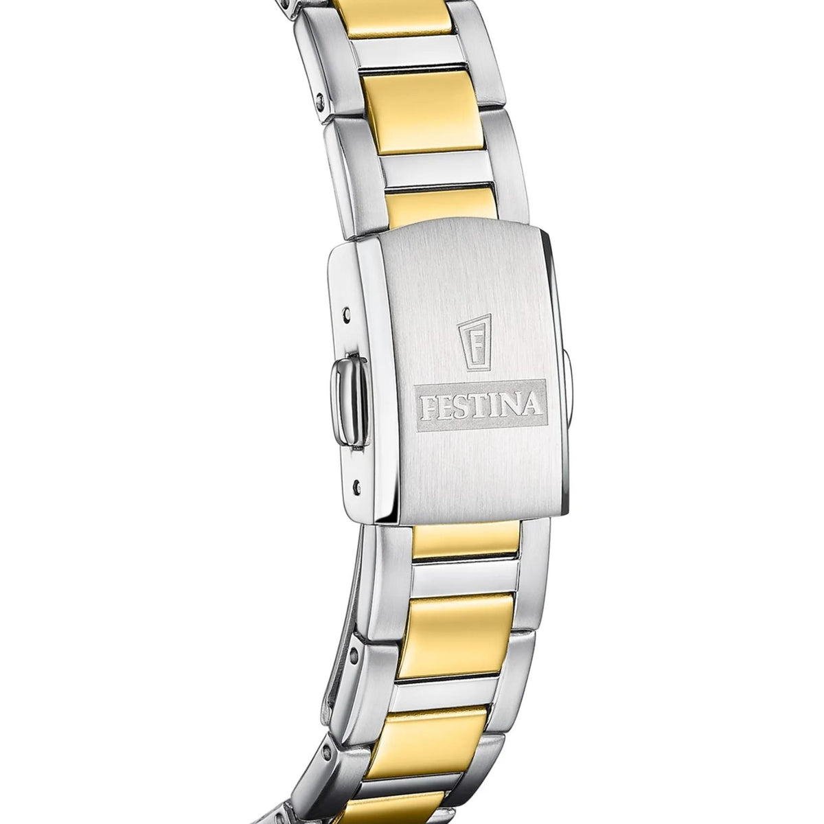 Ρολόι Festina Solar Energy F20655/2 Με Ασημί-Χρυσό Μπρασελέ & Λευκό Καντράν