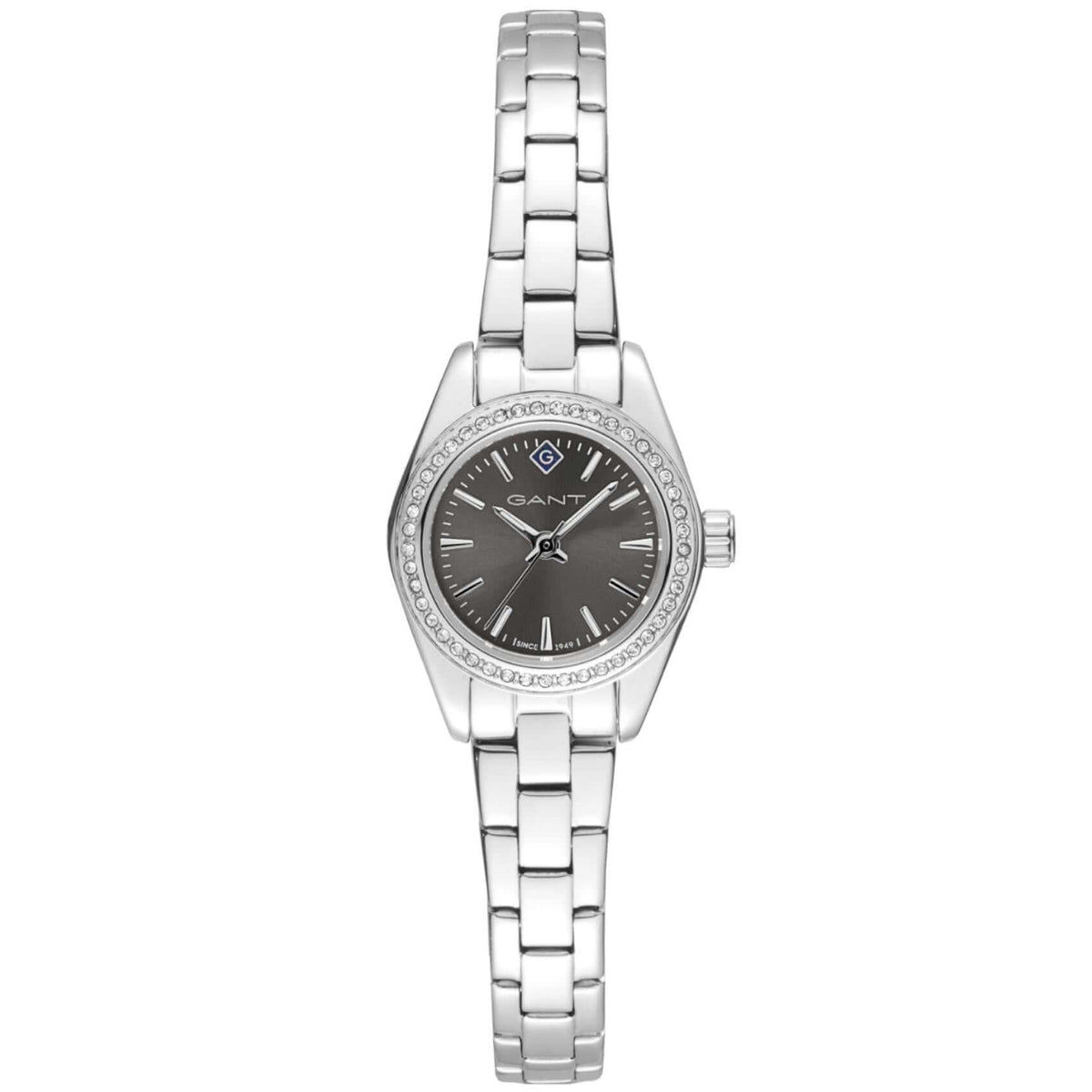 Ρολόι Gant Fairhaven Bijou G194101 με ασημί ατσάλινο ατσάλινο μπρασελέ και γκρι καντράν διαμέτρου 22mm διακοσμημένο με ζιργκόν.