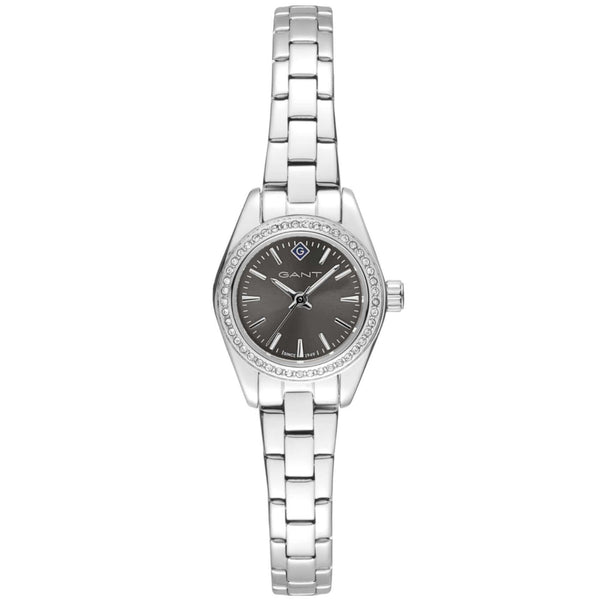 Ρολόι Gant Fairhaven Bijou G194101 με ασημί ατσάλινο ατσάλινο μπρασελέ και γκρι καντράν διαμέτρου 22mm διακοσμημένο με ζιργκόν.