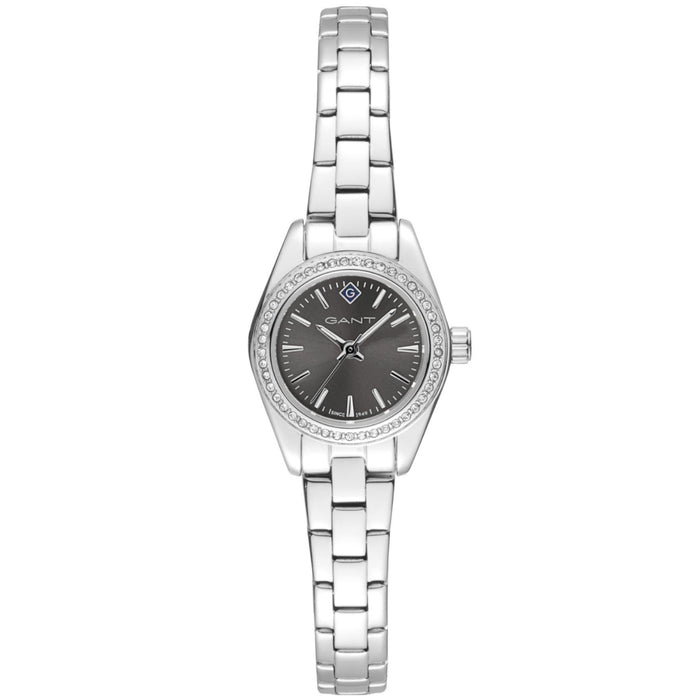 Ρολόι Gant Fairhaven Bijou G194101 με ασημί ατσάλινο ατσάλινο μπρασελέ και γκρι καντράν διαμέτρου 22mm διακοσμημένο με ζιργκόν.