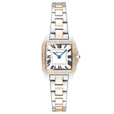 Γυναικείο ρολόι Gant Seneca Bijou G193102 με δίχρωμο ασημί-χρυσό μπρασελέ, λευκό τετράγωνο καντράν 22.5mm με ζιργκόν και κρύσταλλο ορυκτού ειδικής σκλήρυνσης