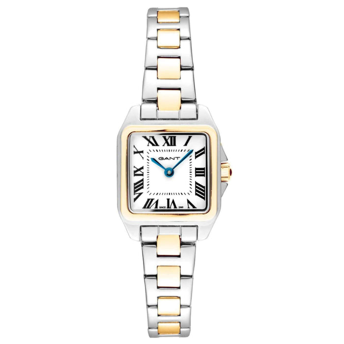 Γυναικείο ρολόι Gant Seneca G193002 με δίχρωμο ατσάλινο μπρασελέ σε ασημί-χρυσό χρώμα και άσπρο τετράγωνο καντράν 22mm.