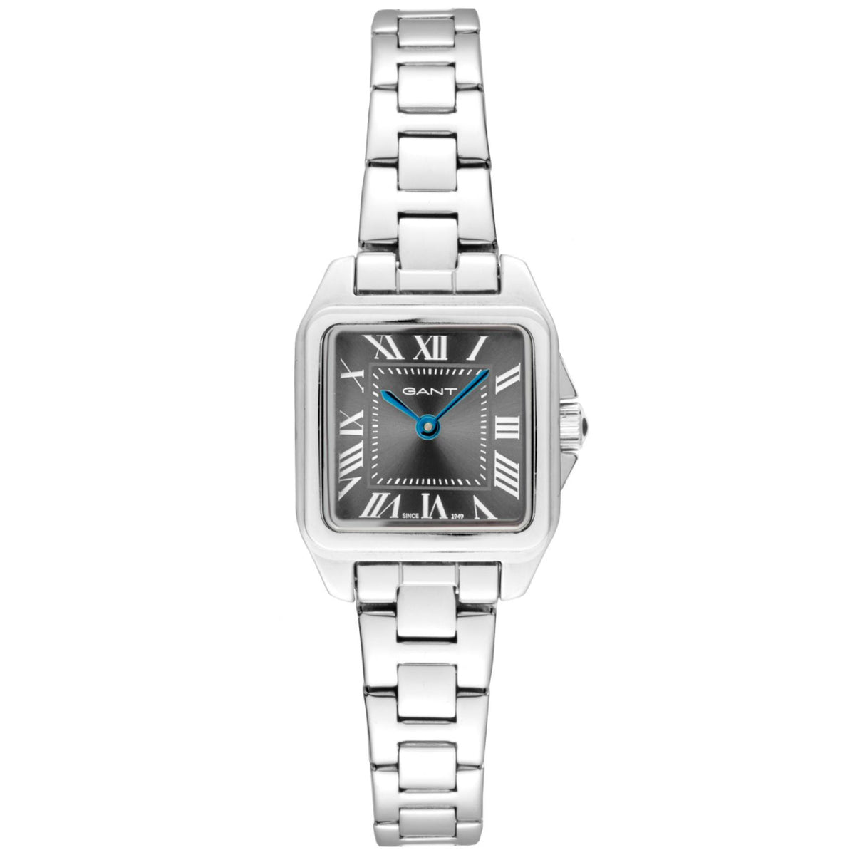 Γυναικείο ρολόι Gant Seneca G193012 με ασημί μπρασελέ και γκρι καντράν με μπλε δείκτες