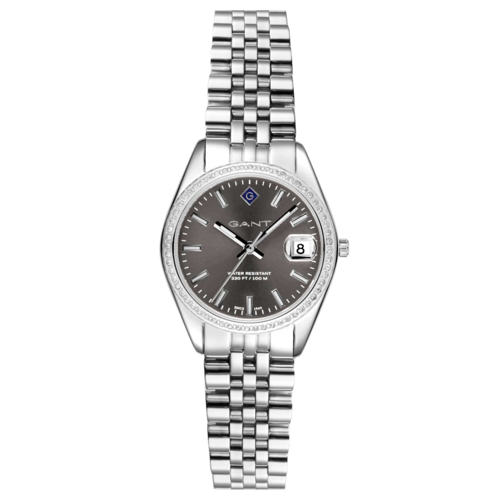 Γυναικείο ρολόι Gant Sussex Mini Bijou G181101 με ασημί μπρασελέ και γκρι καντράν 28mm με ζιργκόν.