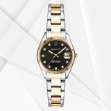 Γυναικείο ρολόι Gant Sussex Mini Stones G181018 με δίχρωμο ασημί-χρυσό ατσάλινο μπρασελέ και μαύρο καντράν 28mm με ζιργκόν, σε φόντο.
