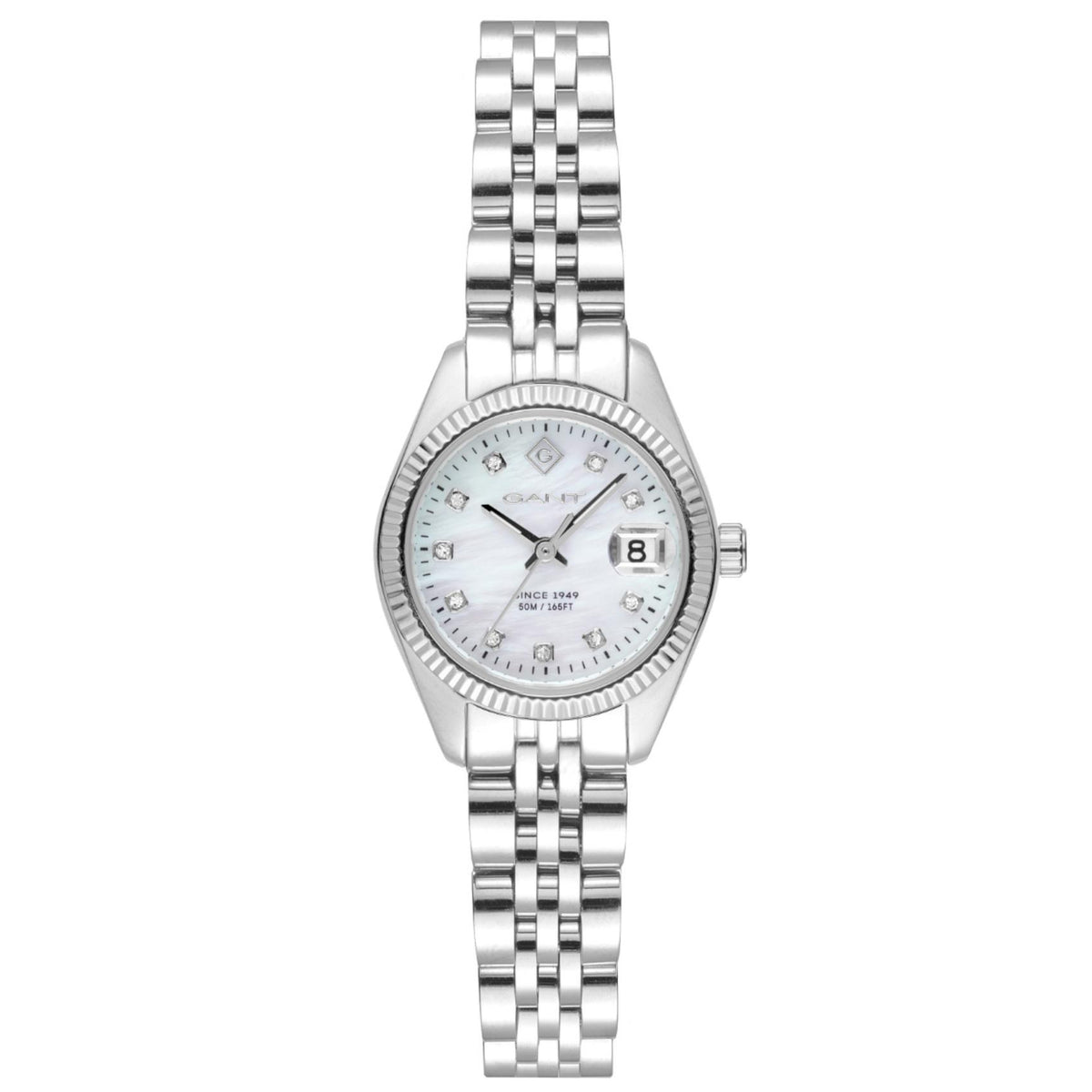 Γυναικείο ρολόι Gant Sussex River G304001 με ασημί μπρασελέ και λευκό φίλντισι καντράν