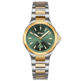 Γυναικείο ρολόι JCOU Aurelia JU19078-2 με ασημί–χρυσό μπρασελέ και πράσινο καντράν