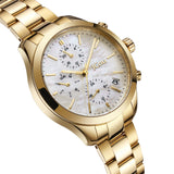 Λευκό φίλντισι καντράν του JCOU Aurora JU19081-4 με χρυσό μπρασελέ