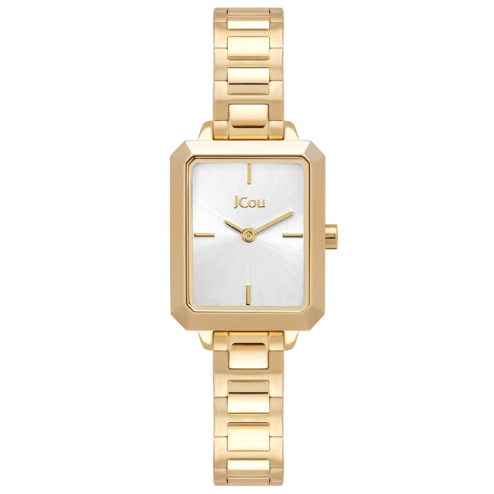 Ρολόι JCOU Caprice JU19063-12 με χρυσό ατσάλινο μπρασελέ και τετράγωνο χρυσό καντράν 22x27mm.