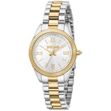 υναικείο ρολόι Just Cavalli Amabile JC1L388M0095 με δίχρωμο ασημί-χρυσό μπρασελέ από ανοξείδωτο ατσάλι, ασημί καντράν διαμέτρου 30mm και λαμπερά ζιργκόν.