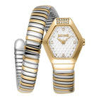 Ρολόι Just Cavalli Signature Snake Splora JC1L394M0055 Με Δίχρωμο Μπρασελέ & Ασημί Καντράν