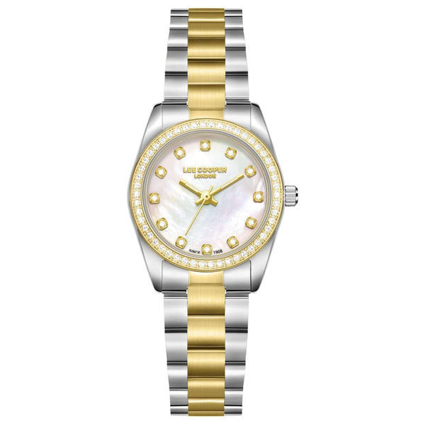 Γυναικείο ρολόι Lee Cooper Ladies LC08155.220 με δίχρωμο μπρασελέ και λευκό φίλντισι καντράν 26mm διακοσμημένο με ζιργκόν.