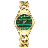 Γυναικείο ρολόι Lee Cooper Ladies LC08291.170 με χρυσό ατσάλινο μπρασελέ τύπου αλυσίδας, πράσινο καντράν και κάσα 30 mm σε στρογγυλό σχήμα.