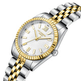 Καντράν από γυναικείο ρολόι Lee Cooper Ladies LC08303.220 σε λευκό φίλντισι με χρυσούς δείκτες και κάσα 30 mm σε στρογγυλό σχήμα.