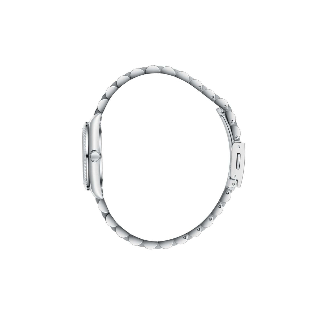 Πλάγια όψη από γυναικείο ρολόι Lee Cooper Ladies LC08303.320 με ασημί μπρασελέ από ανοξείδωτο ατσάλι.