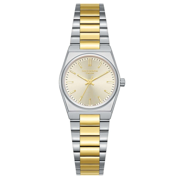 Γυναικείο ρολόι Lee Cooper Ladies LC08362.210 με δίχρωμο μπρασελέ και χρυσό καντράν 25mm με χρυσούς δείκτες.
