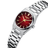 Καντράν από γυναικείο ρολόι Lee Cooper Ladies LC08362.380 σε κόκκινο-μαύρο χρώμα με χρυσούς δείκτες και κάσα 25 mm σε στρογγυλό σχήμα.