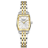 Γυναικείο ρολόι Lee Cooper Ladies LC08370.220 με δίχρωμο μπρασελέ και ασημί τετράγωνο καντράν 22.1mm με χρυσούς δείκτες.