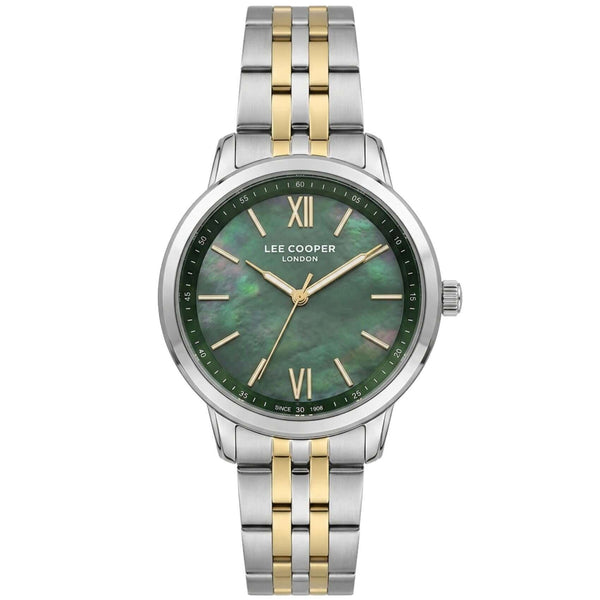 Γυναικείο ρολόι Lee Cooper Ladies LC08371.270 με δίχρωμο μπρασελέ και πράσινο καντράν 32mm.