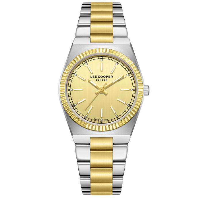 Γυναικείο ρολόι Lee Cooper Ladies LC08375.210 με δίχρωμο ατσάλινο μπρασελέ, χρυσό καντράν και κάσα 31 mm.
